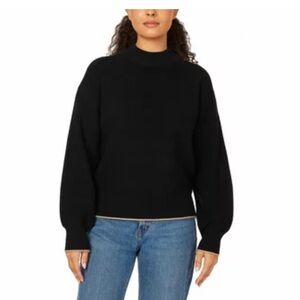 Scotch & Soda black‎ mock neck sweater tan trim NEW medium